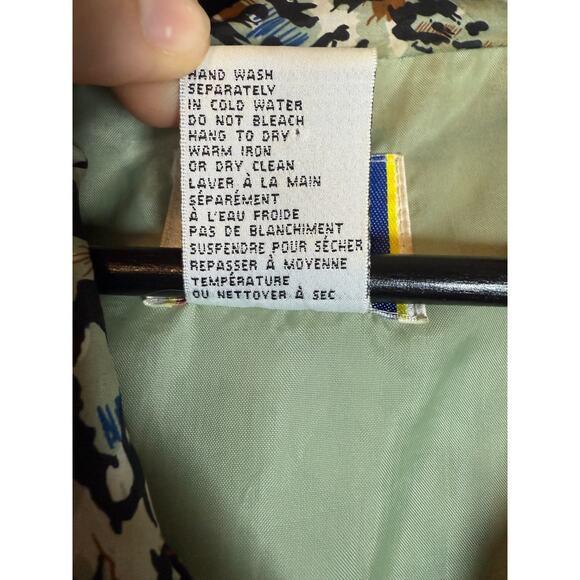 Vintage EVR Silk Animal Print Green Brown Bomber Jacket - Medium - Picture 5 of 7